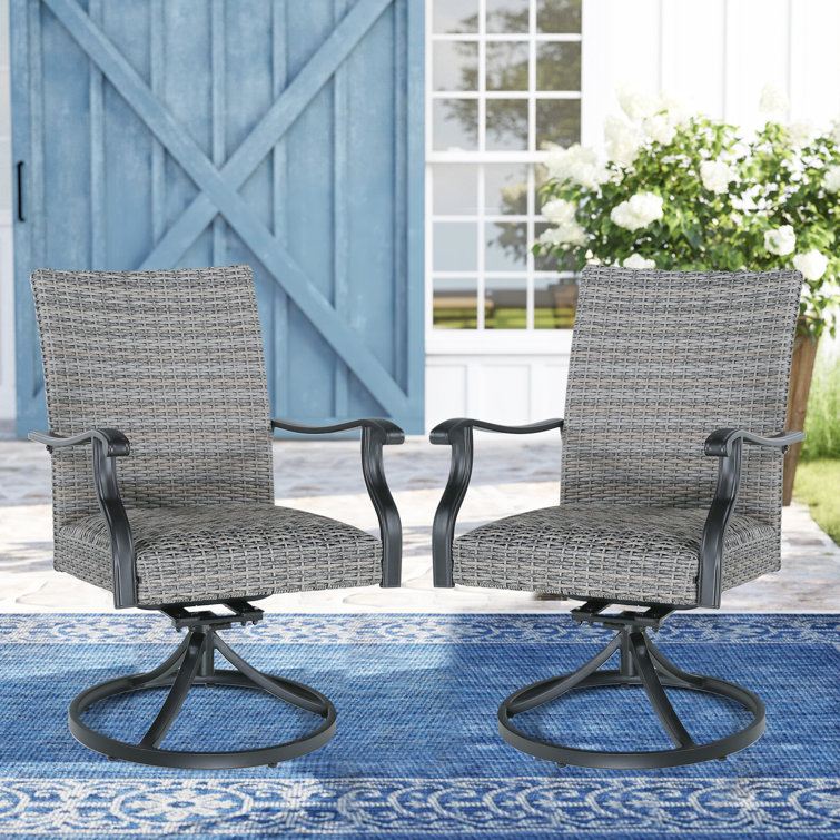 Outdoor wicker swivel dining outlet chairs